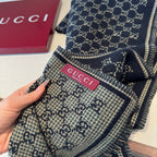 Cachecol Gucci De Lã Cor Azul Marinho Escuro / Bege Areia