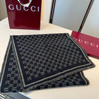 Cachecol Gucci De Lã Cor Azul Marinho Escuro / Bege Areia