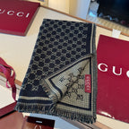 Cachecol Gucci De Lã Cor Azul Marinho Escuro / Bege Areia