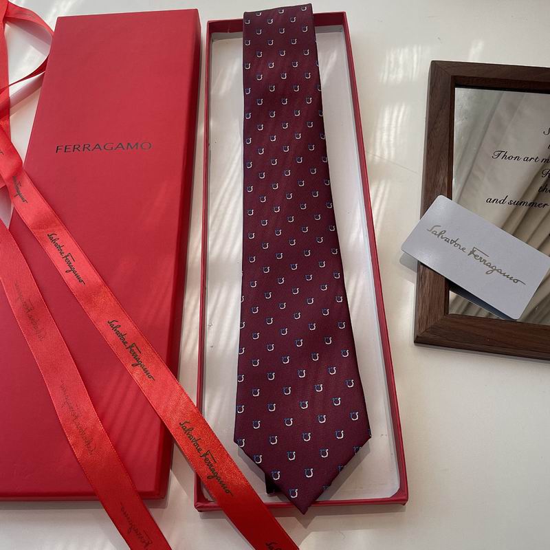 GRAVATA FERRAGAMO GANCINI EM JACQUARD DE SEDA