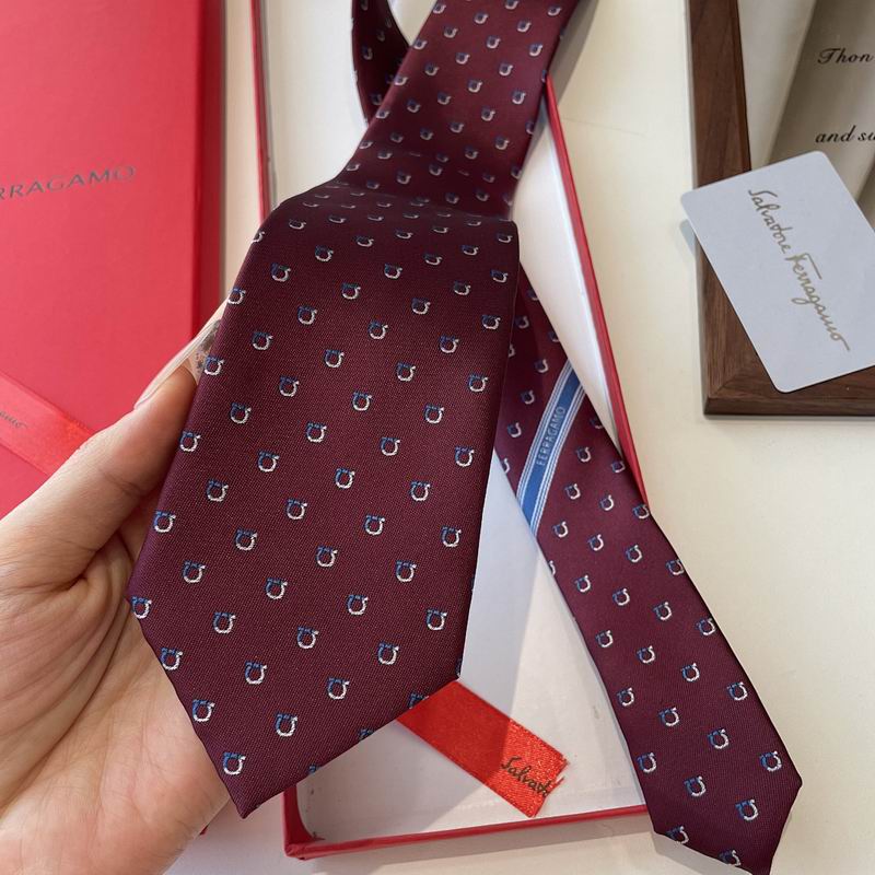 GRAVATA FERRAGAMO GANCINI EM JACQUARD DE SEDA