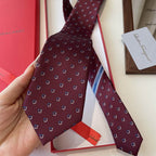 GRAVATA FERRAGAMO GANCINI EM JACQUARD DE SEDA