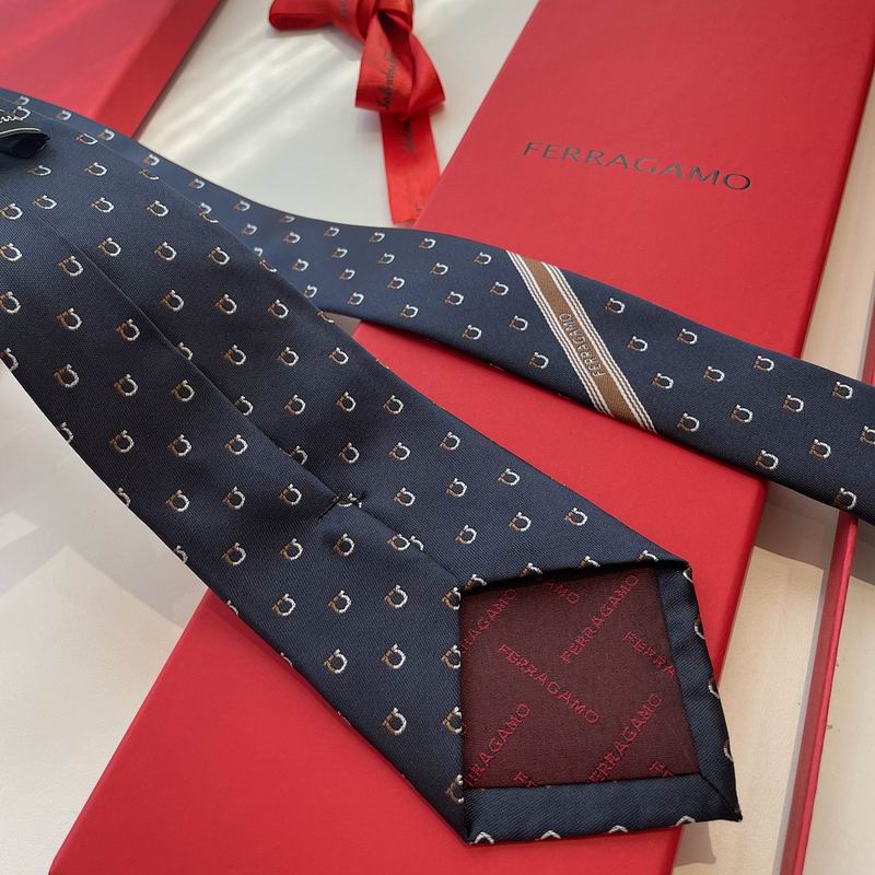 GRAVATA FERRAGAMO GANCINI EM JACQUARD DE SEDA