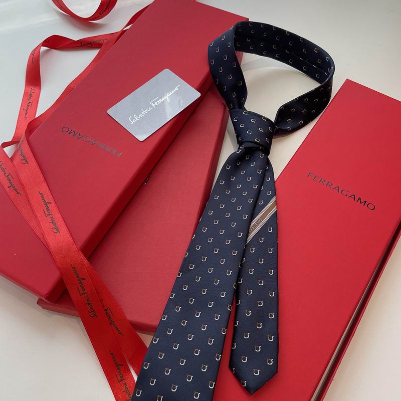 GRAVATA FERRAGAMO GANCINI EM JACQUARD DE SEDA