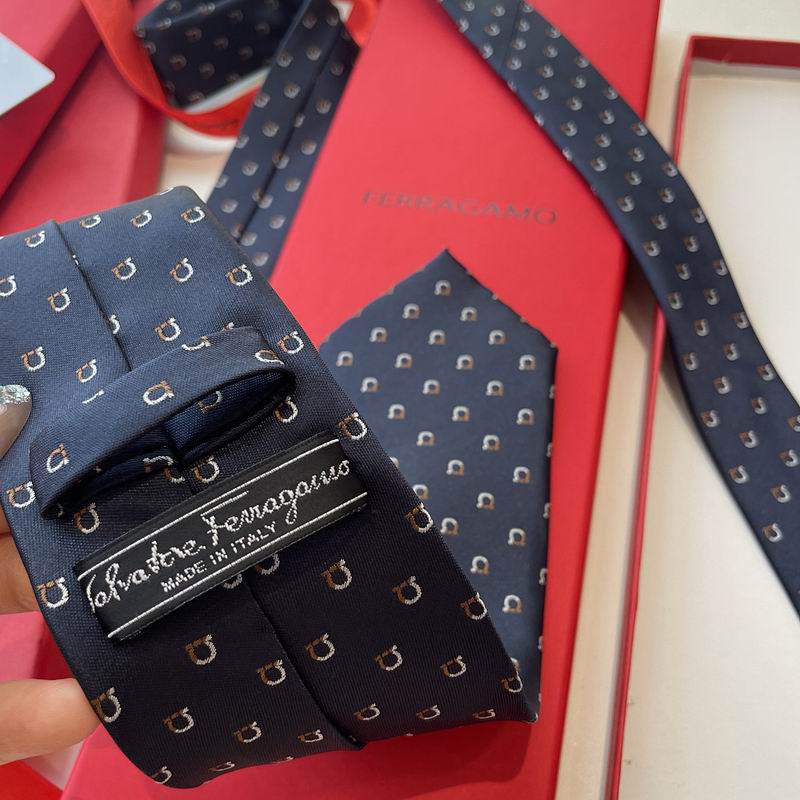 GRAVATA FERRAGAMO GANCINI EM JACQUARD DE SEDA