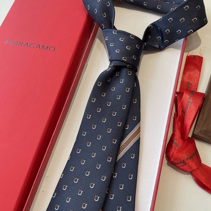 GRAVATA FERRAGAMO GANCINI EM JACQUARD DE SEDA