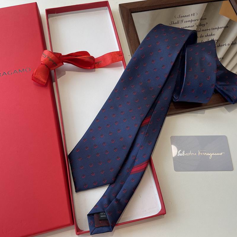 GRAVATA FERRAGAMO GANCINI EM JACQUARD DE SEDA