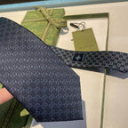 GRAVATA GUCCI DE SEDA COM ESTAMPA DOUBLE G