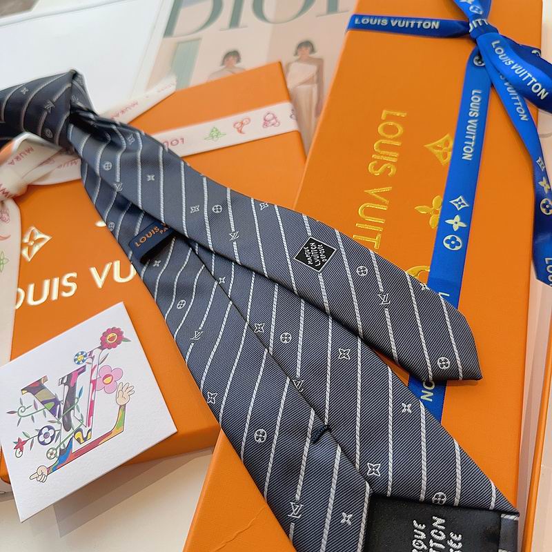 GRAVATAS LOUIS VUITTON DE SEDA COM ESTAMPA DE LISTRAS DIAGONAIS