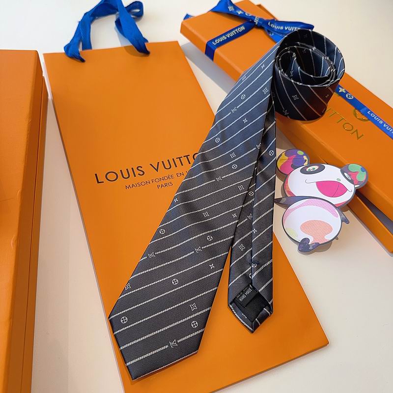 GRAVATAS LOUIS VUITTON DE SEDA COM ESTAMPA DE LISTRAS DIAGONAIS