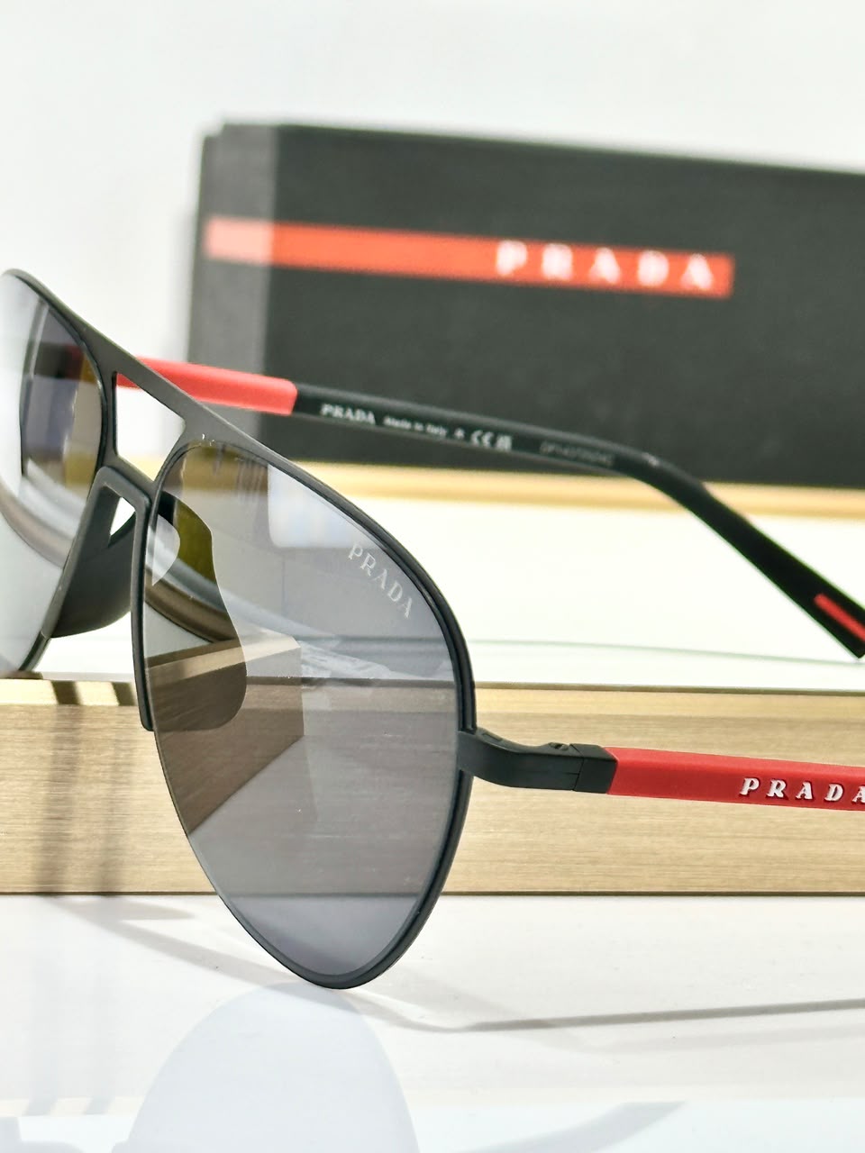 PRADA - Óculos De Sol Linear Rosa Preto
