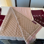 Cachecol Gucci De Lã Cor Rosa Claro / Marrom Claro