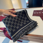 Cachecol Gucci De Lã Cor Azul Marinho Escuro / Bege Areia