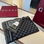 Cachecol Gucci De Lã Cor Azul Marinho Escuro / Bege Areia