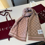 Cachecol Gucci De Lã Cor Rosa Claro / Marrom Claro