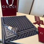 Cachecol Gucci De Lã Cor Azul Marinho / Cinza Claro
